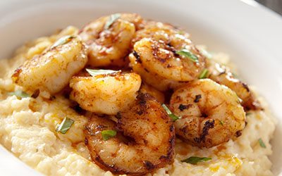 Shrimp and cheese grits - southern cuisine.  Please see my portfolio for other food and drink images.