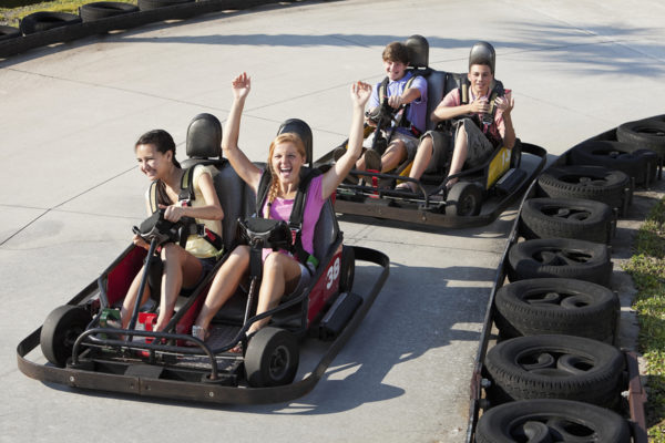 teenagers go-cart racing