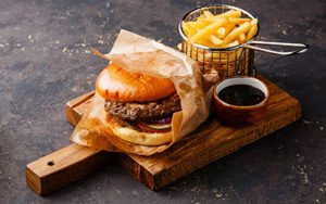 Burger and French fries